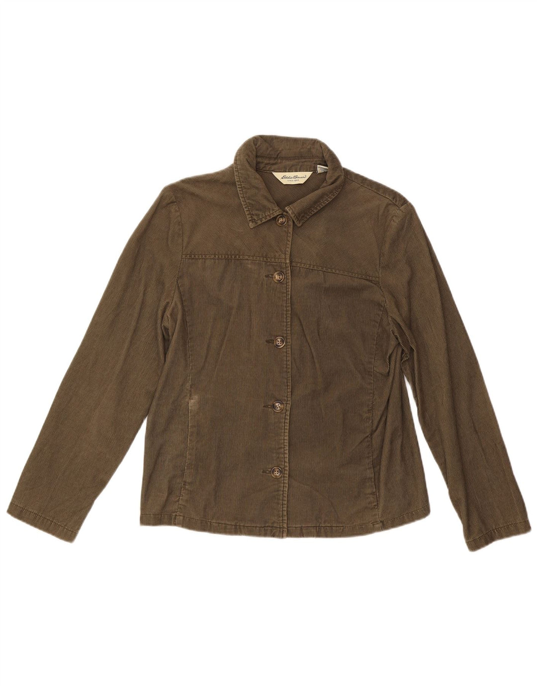 Jaqueta feminina de veludo Eddie Bauer Reino Unido 14 algodão cáqui médio
