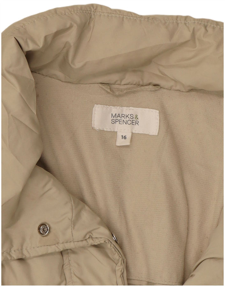 Casaco acolchoado feminino MARKS & SPENCER UK 16 grande poliéster bege