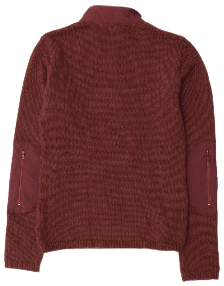 Suéter feminino FILA com gola e zíper UK 12 lã marrom médio