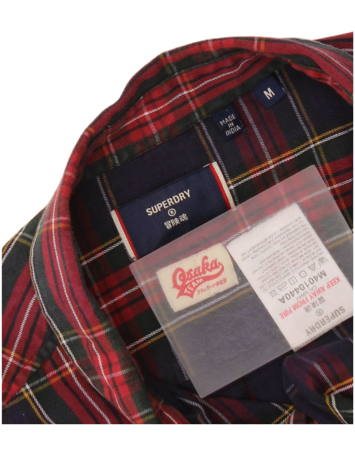 Camisa masculina Superdry de flanela média azul marinho xadrez algodão