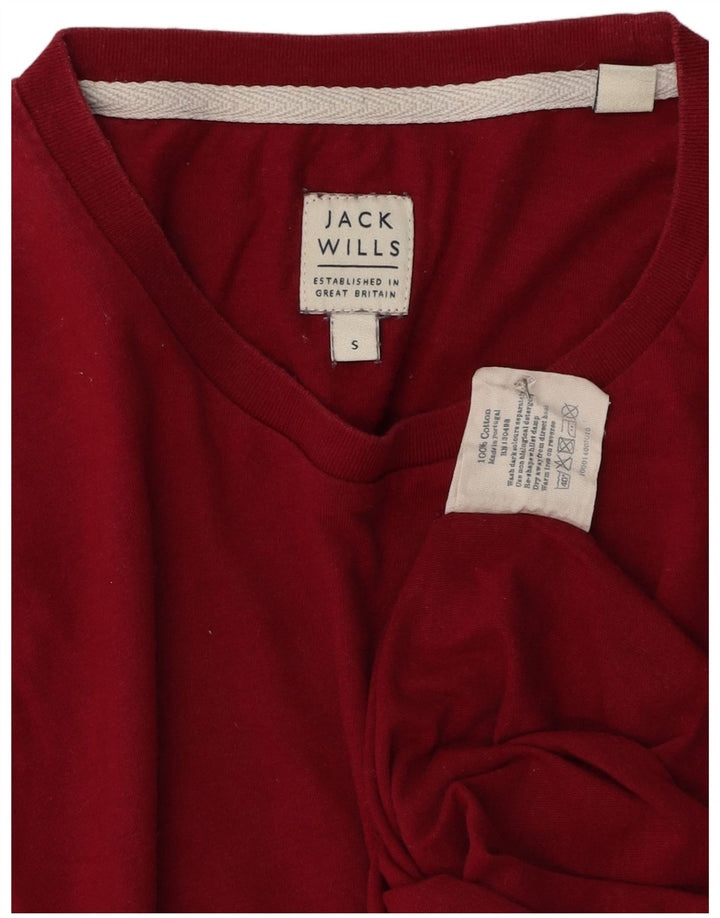 Jack Wills Camiseta masculina gráfica top pequeno algodão vermelho