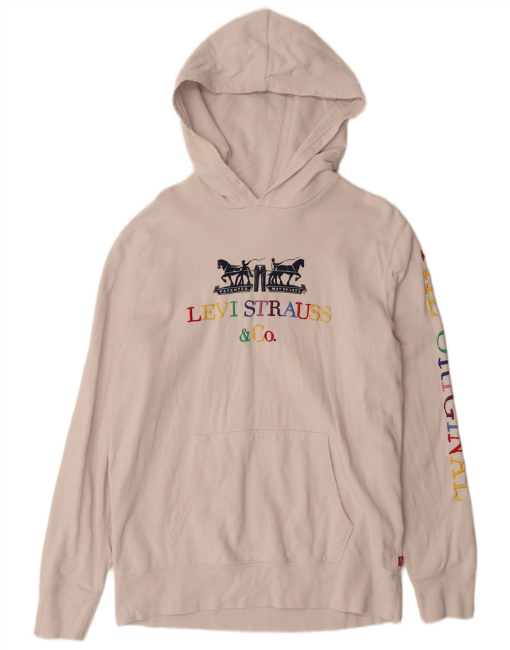Suéter com capuz gráfico masculino LEVI'S médio algodão branco