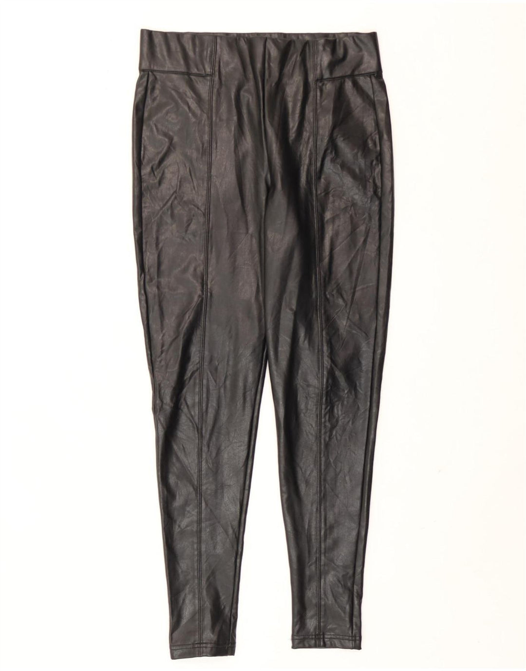 Leggings femininas de couro sintético Marks & Spencer Reino Unido 12 poliéster preto médio
