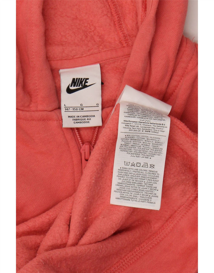 Suéter NIKE Boys Zip com capuz 12-13 anos grande algodão vermelho