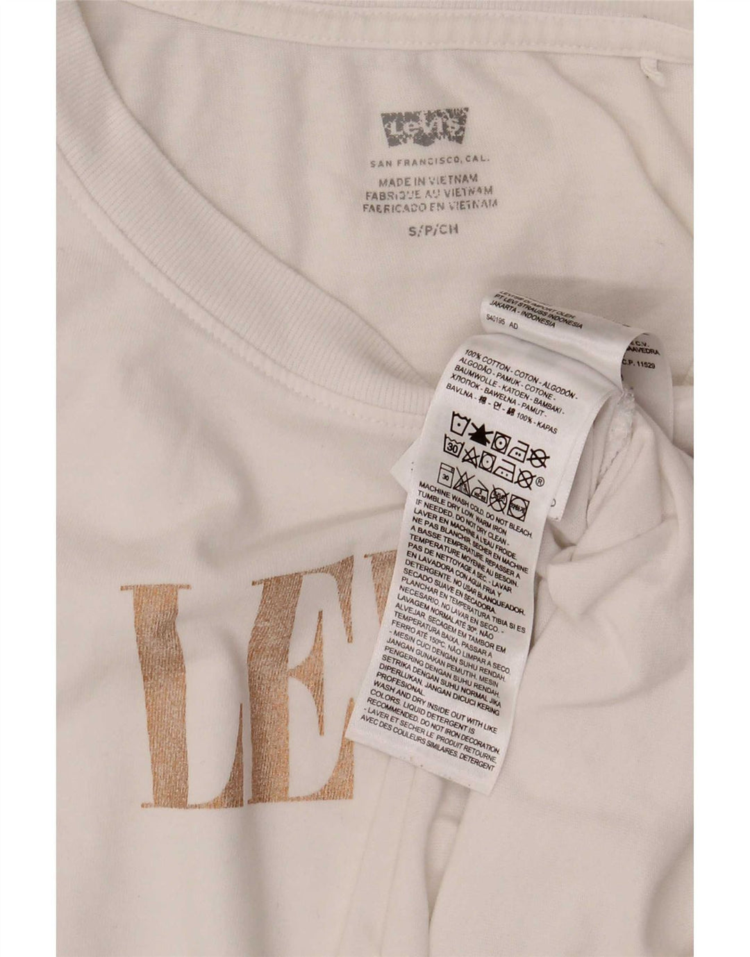Camiseta feminina Levi's Oversized Graphic UK 10 pequena algodão branco