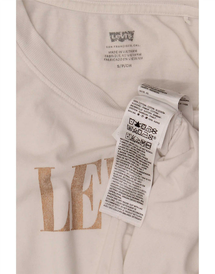 Camiseta feminina Levi's Oversized Graphic UK 10 pequena algodão branco