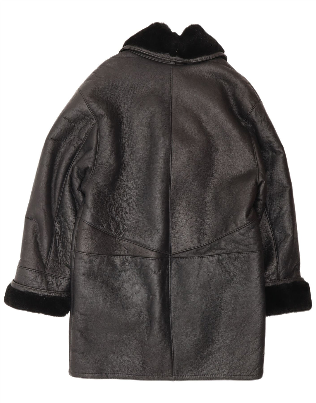 Casaco feminino oversized shearling VINTAGE Reino Unido 16 grande preto