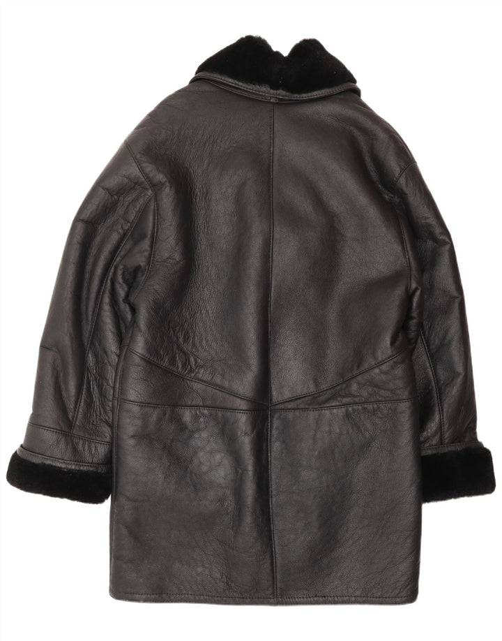 Casaco feminino oversized shearling VINTAGE Reino Unido 16 grande preto