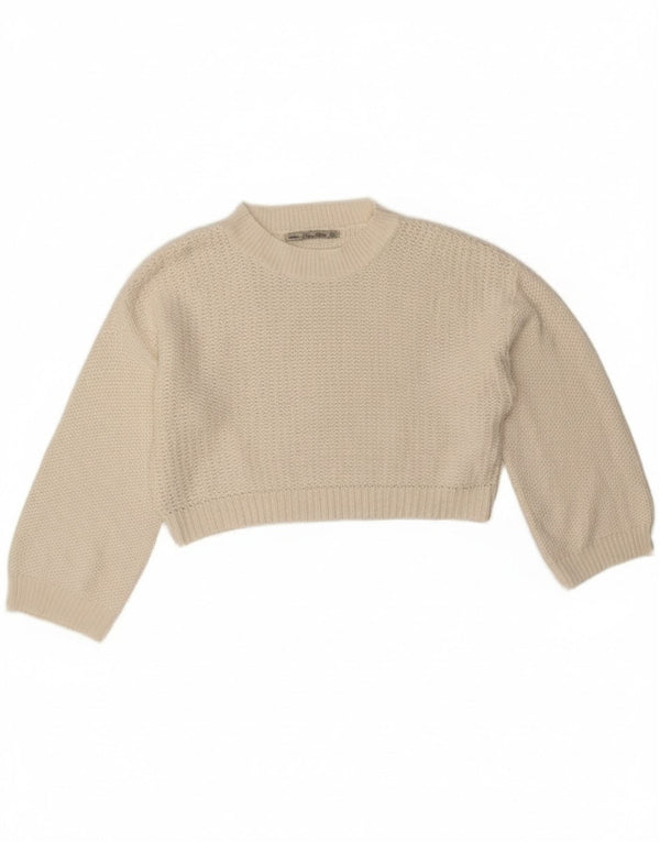 Suéter feminino Zara com corte solto e gola redonda Reino Unido 16 grande off white