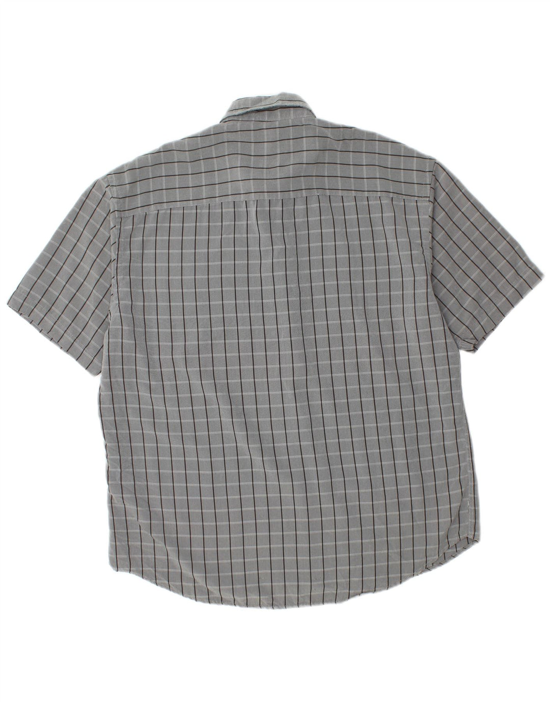 Camisa masculina de manga curta Pierre Cardin XL cinza xadrez poliéster