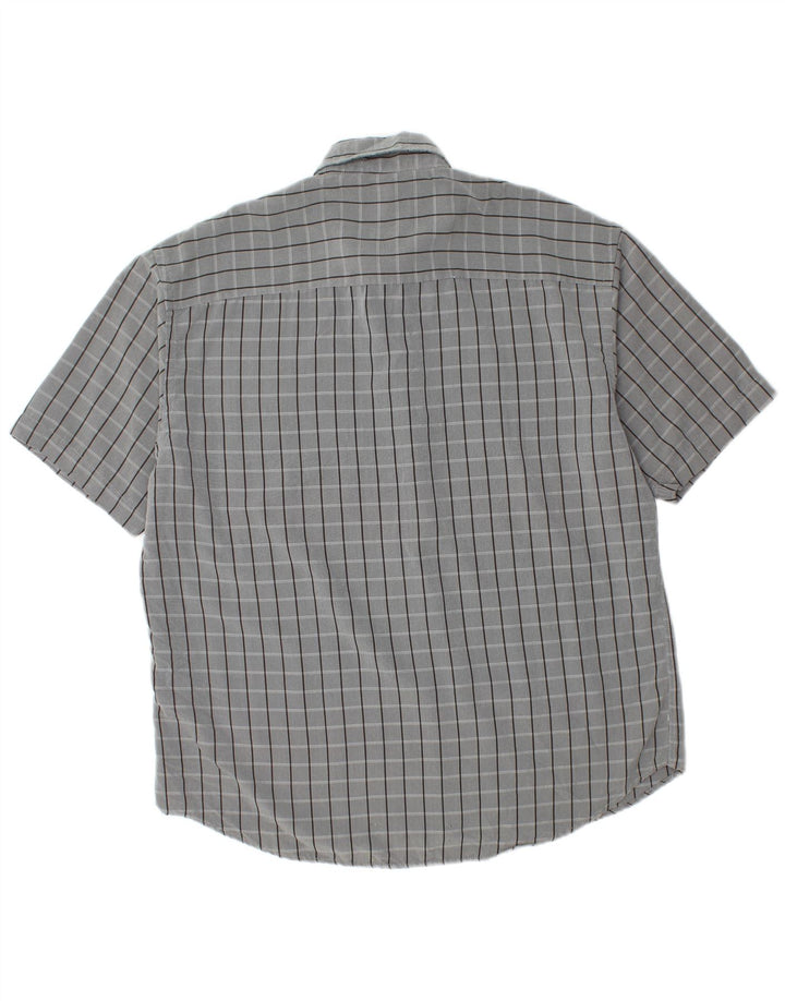 Camisa masculina de manga curta Pierre Cardin XL cinza xadrez poliéster