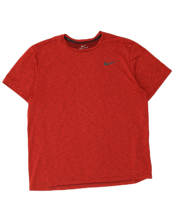 Camiseta masculina Nike Dri Fit Top XL poliéster manchado vermelho