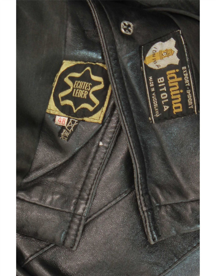 Jaqueta de couro masculina vintage IT 48 couro preto médio