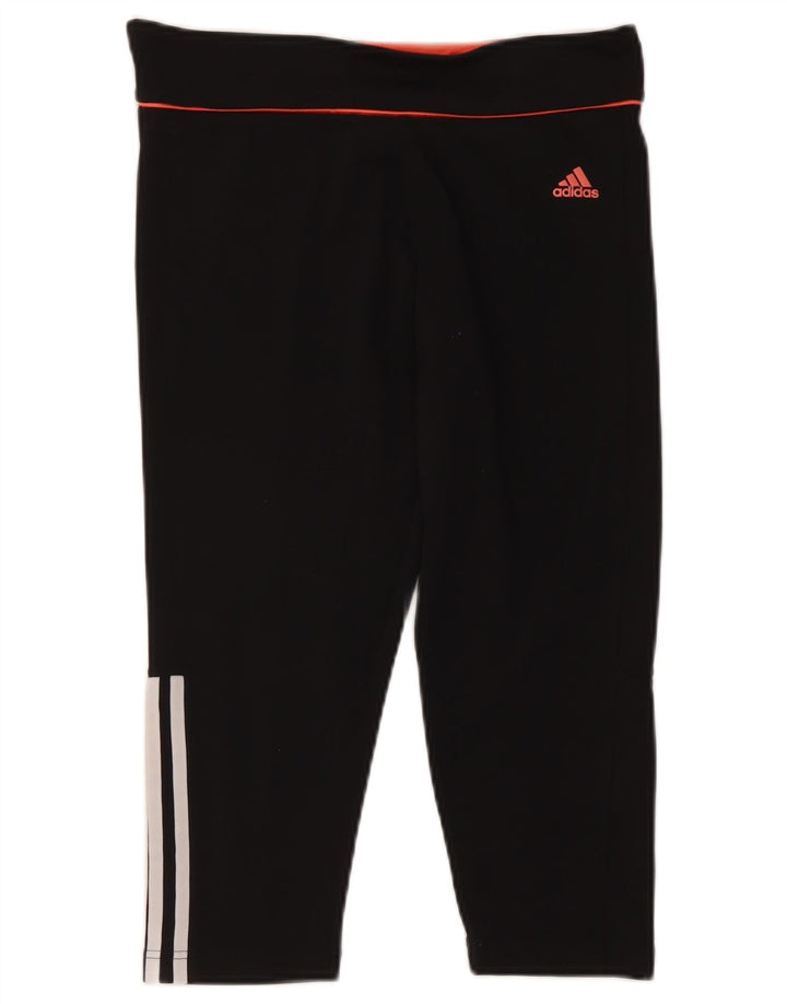 Adidas Womens Climalite Capri Leggings UK 12/14 Médio Preto Poliéster