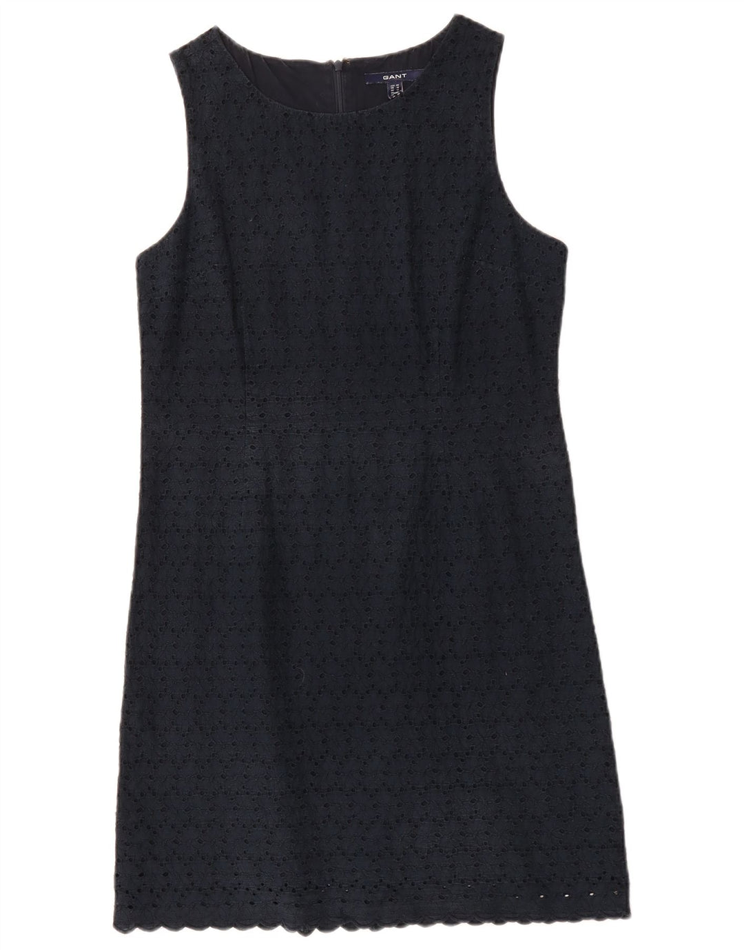 Vestido feminino GANT sem mangas, Reino Unido 14, médio, azul marinho, algodão