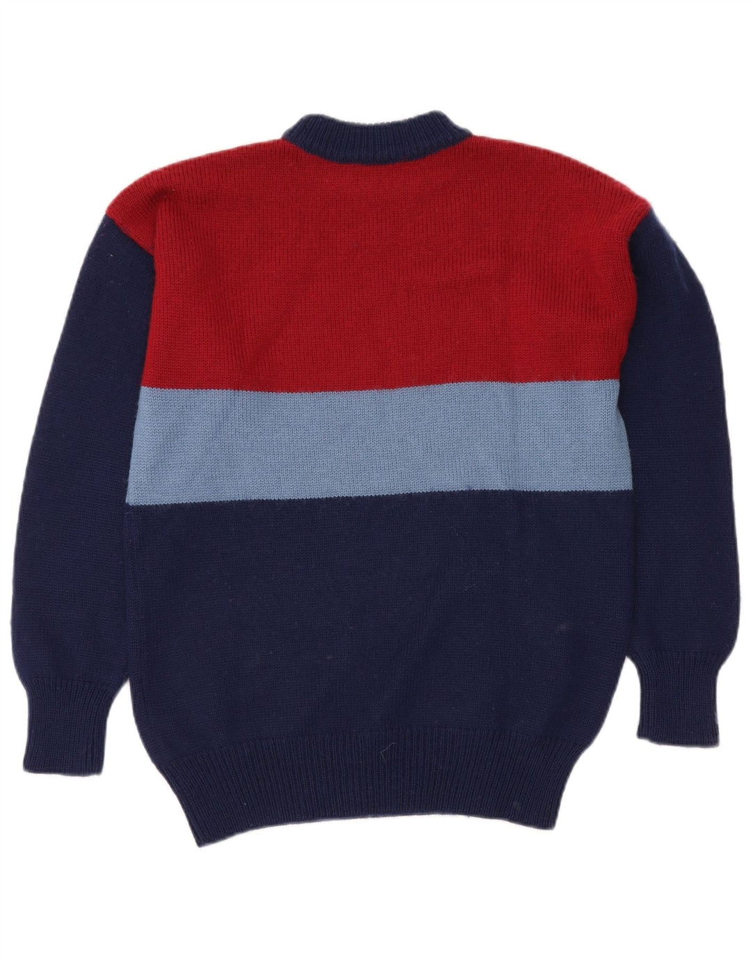 Suéter masculino VINTAGE com gola tartaruga médio azul marinho colorblock