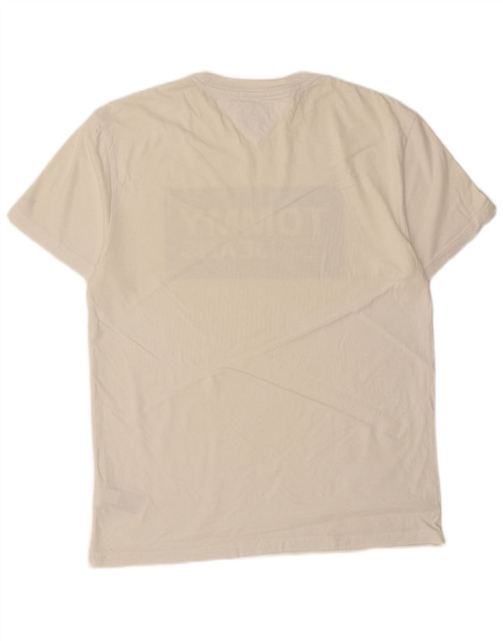 Camiseta masculina TOMMY HILFIGER com ajuste regular e estampa pequena de algodão off white