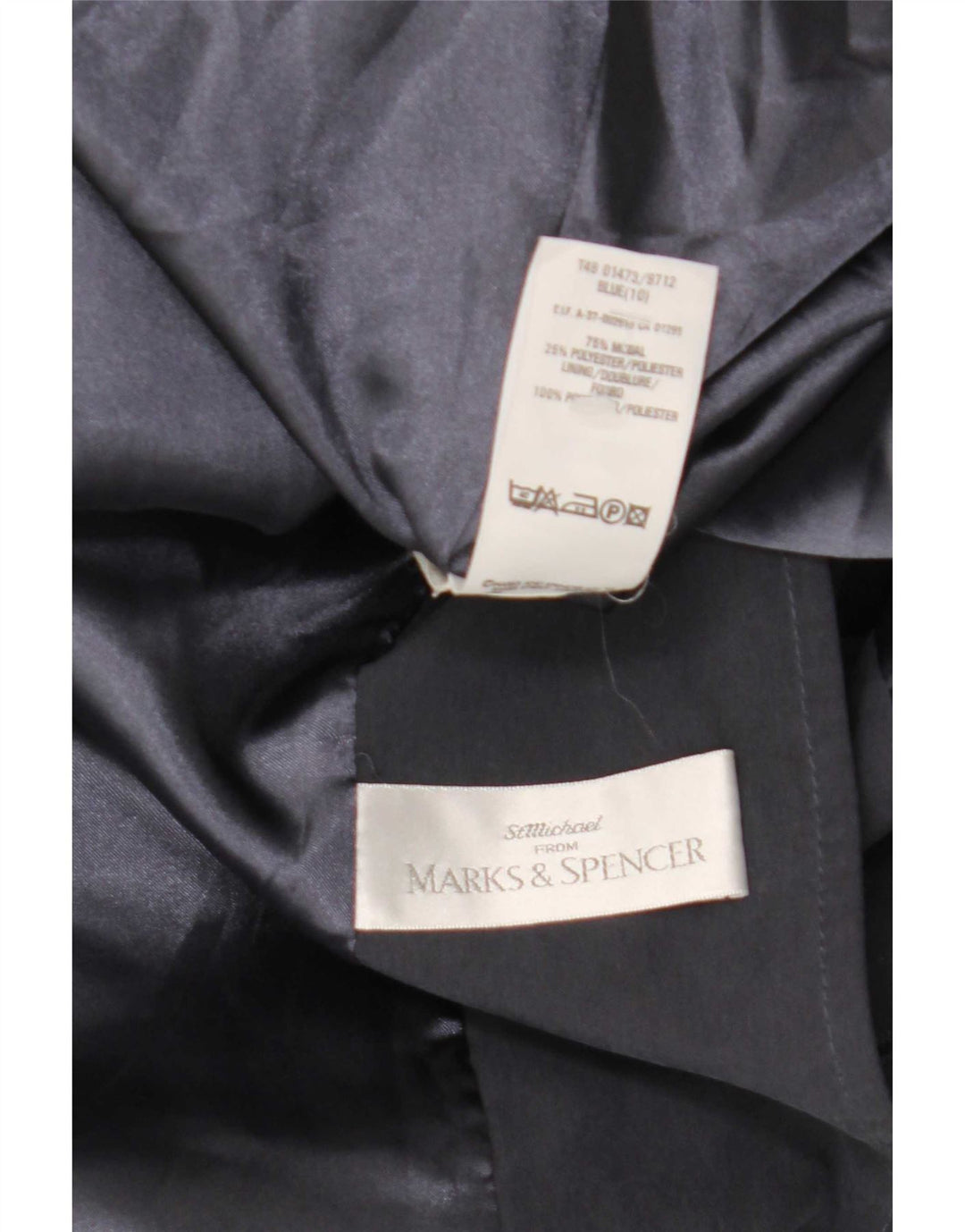 Trench coat feminino grande Marks & Spencer Reino Unido 10 pequeno modal azul marinho