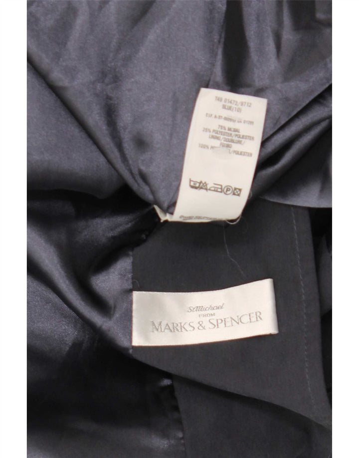 Trench coat feminino grande Marks & Spencer Reino Unido 10 pequeno modal azul marinho