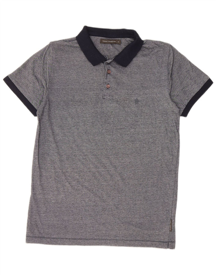 Camisa polo masculina FRENCH CONNECTION médio algodão manchado azul marinho