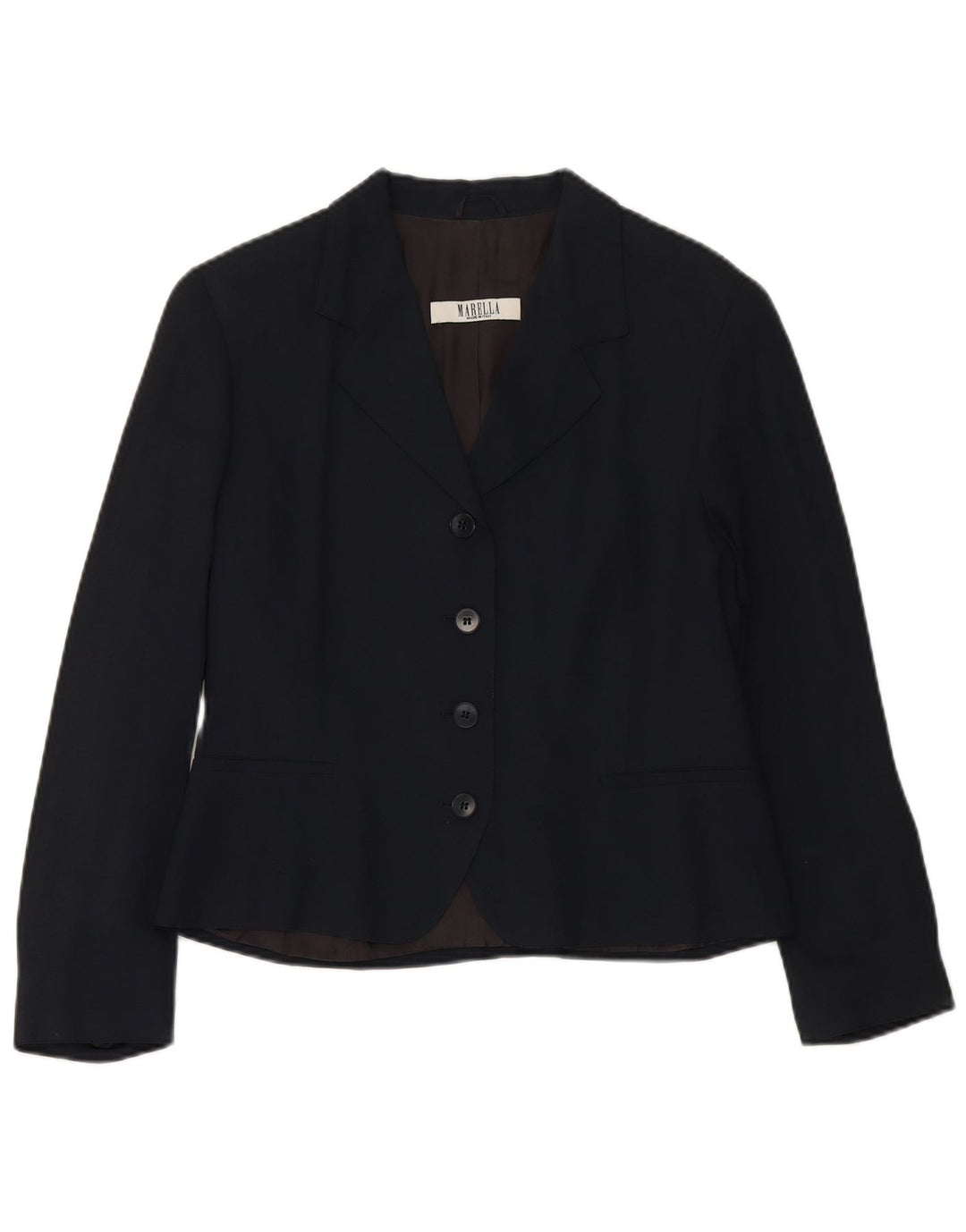 Jaqueta blazer feminina MARELLA com 4 botões Reino Unido 16 grande azul marinho viscose