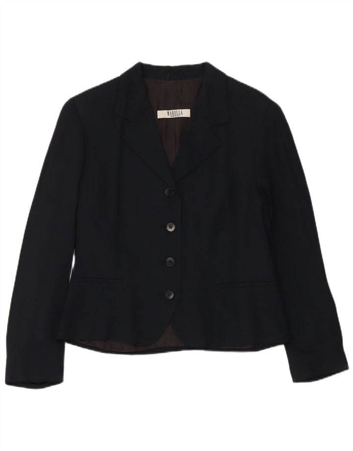 Jaqueta blazer feminina MARELLA com 4 botões Reino Unido 16 grande azul marinho viscose