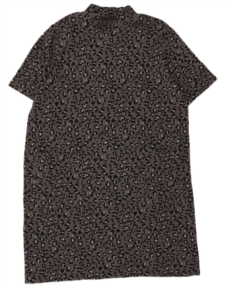 Vestido básico feminino MARKS & SPENCER UK 24 4XL cinza animal estampado algodão
