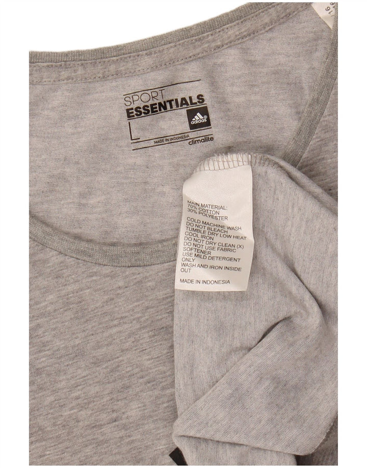 ADIDAS Mens Climalite Graphic T-Shirt Top Grande Algodão Cinzento