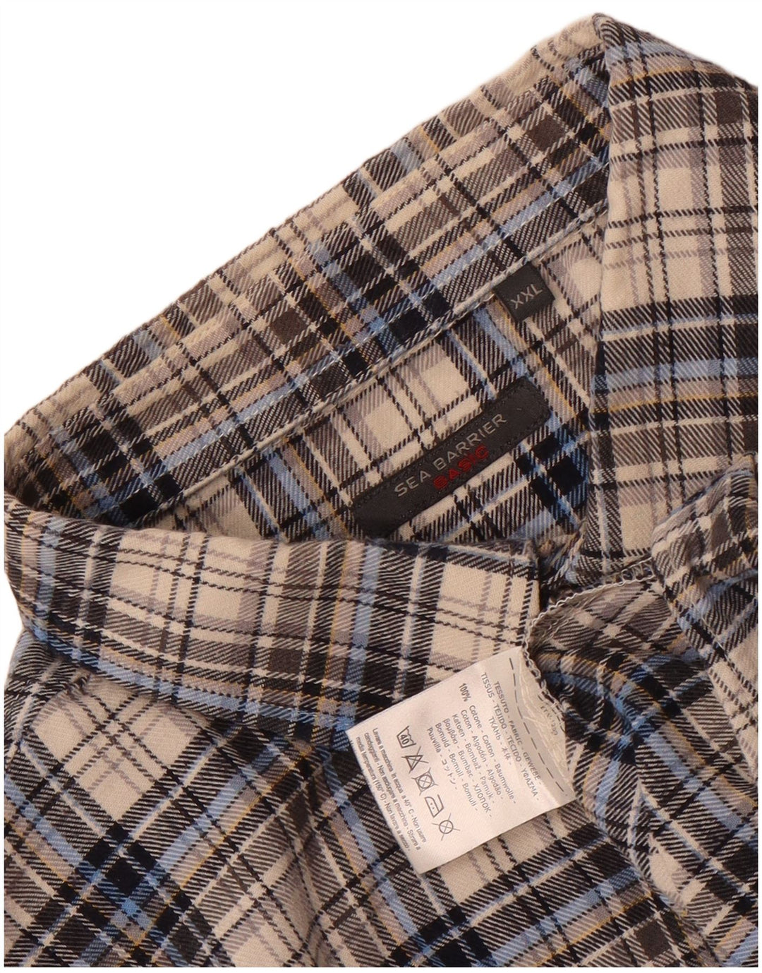 Camisa masculina de flanela Sea Barrier 2XL algodão xadrez cinza