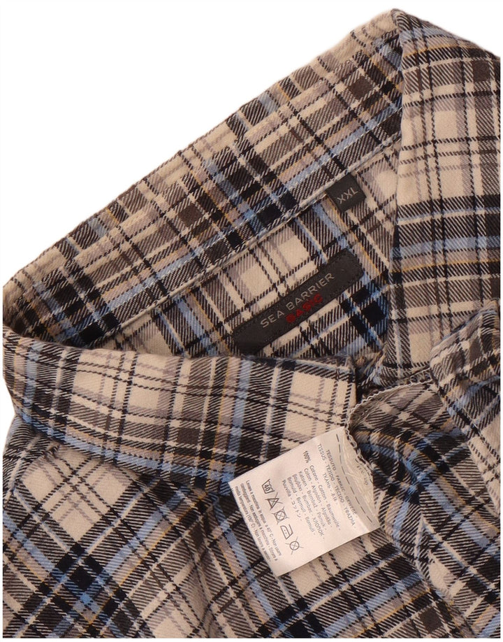 Camisa masculina de flanela Sea Barrier 2XL algodão xadrez cinza