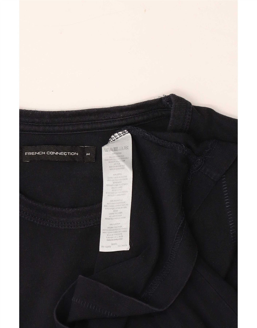Camiseta feminina French Connection Top UK 12 algodão preto médio