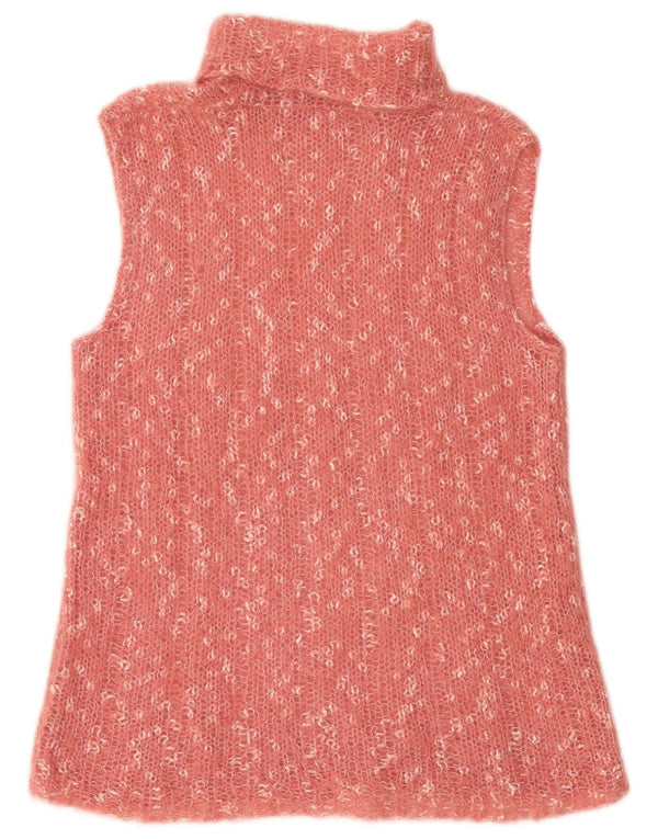 Regata feminina vintage com gola redonda e colete UK 14 médio rosa manchado