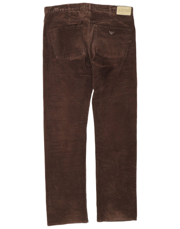 Calça masculina de veludo Armani Regular Fit W36 L34 algodão marrom