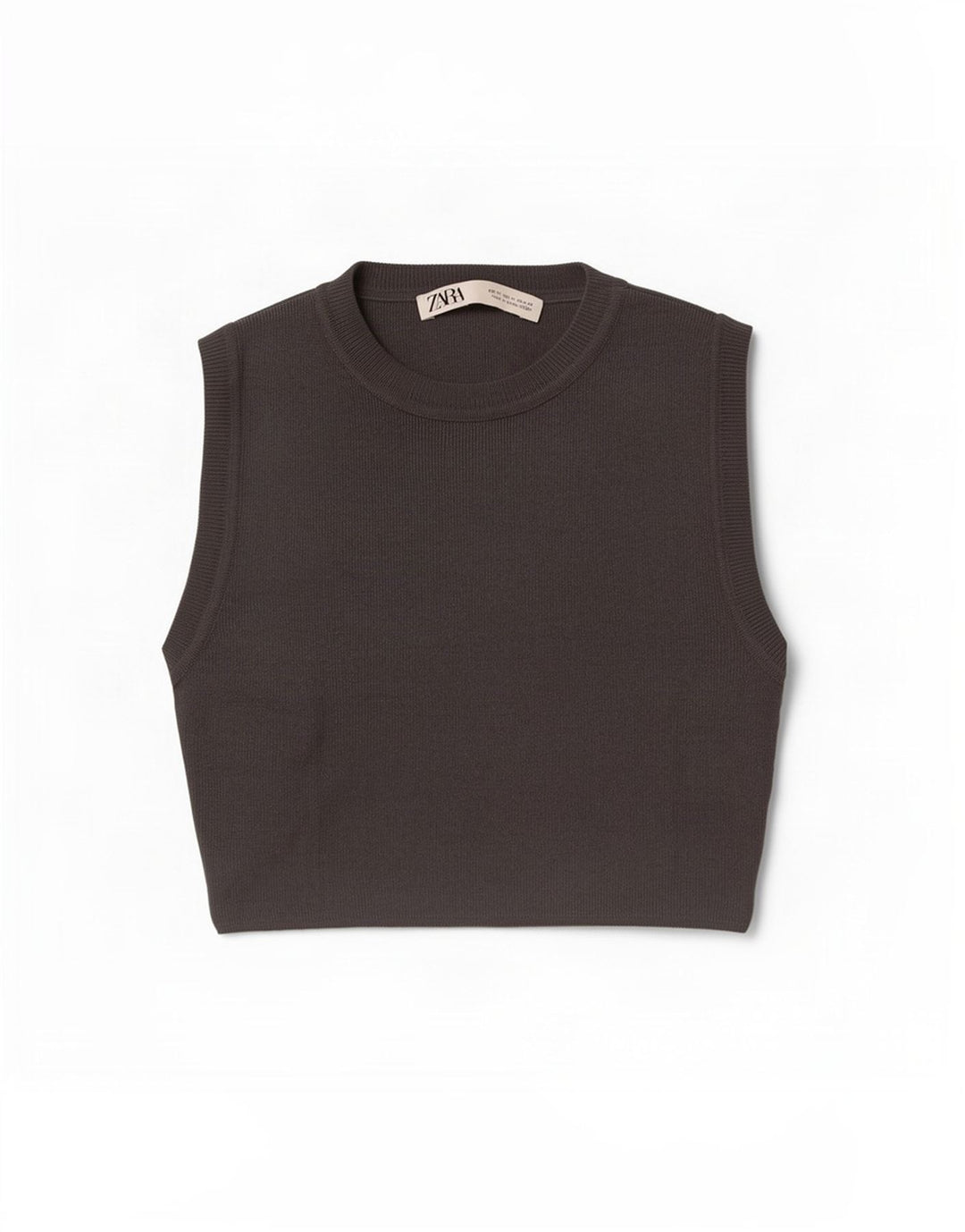 Top colete feminino Zara UK 12 viscose cinza médio