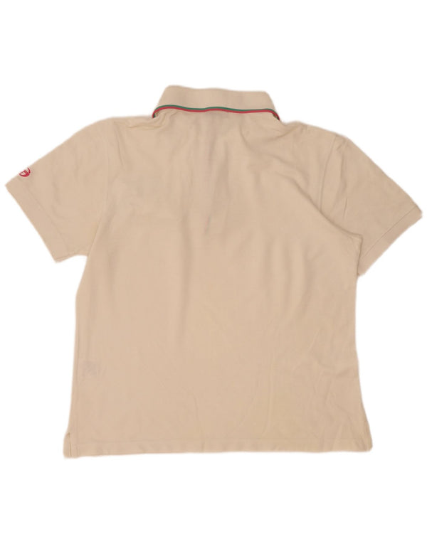 Sergio Tacchini Mens Polo Shirt EU 48 Medium White Cotton