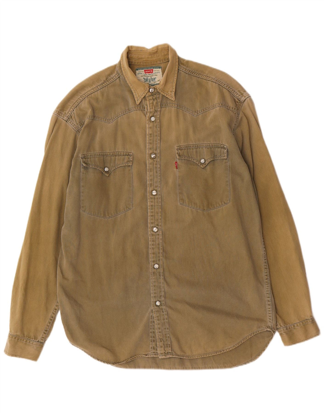 Camisa jeans masculina Levi's de algodão cáqui médio