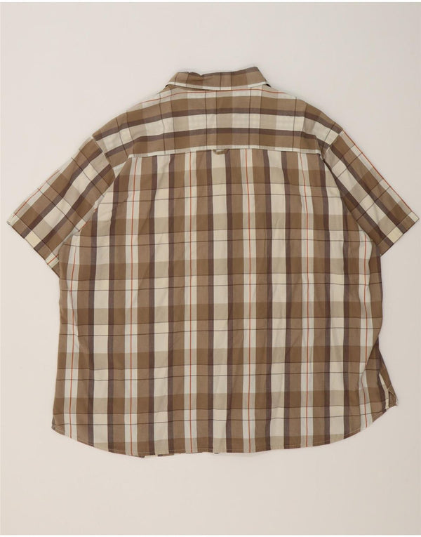 Animal Mens Camisa de Manga Curta 2XL Algodão Xadrez Marrom
