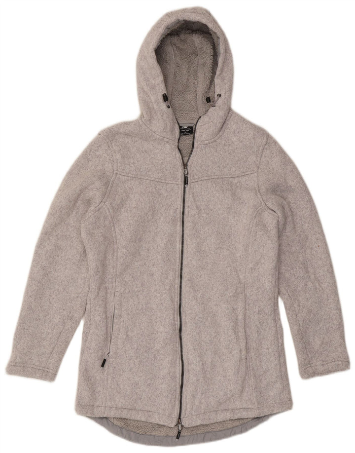 Suéter feminino New Balance com capuz e zíper Reino Unido 14 poliéster cinza médio