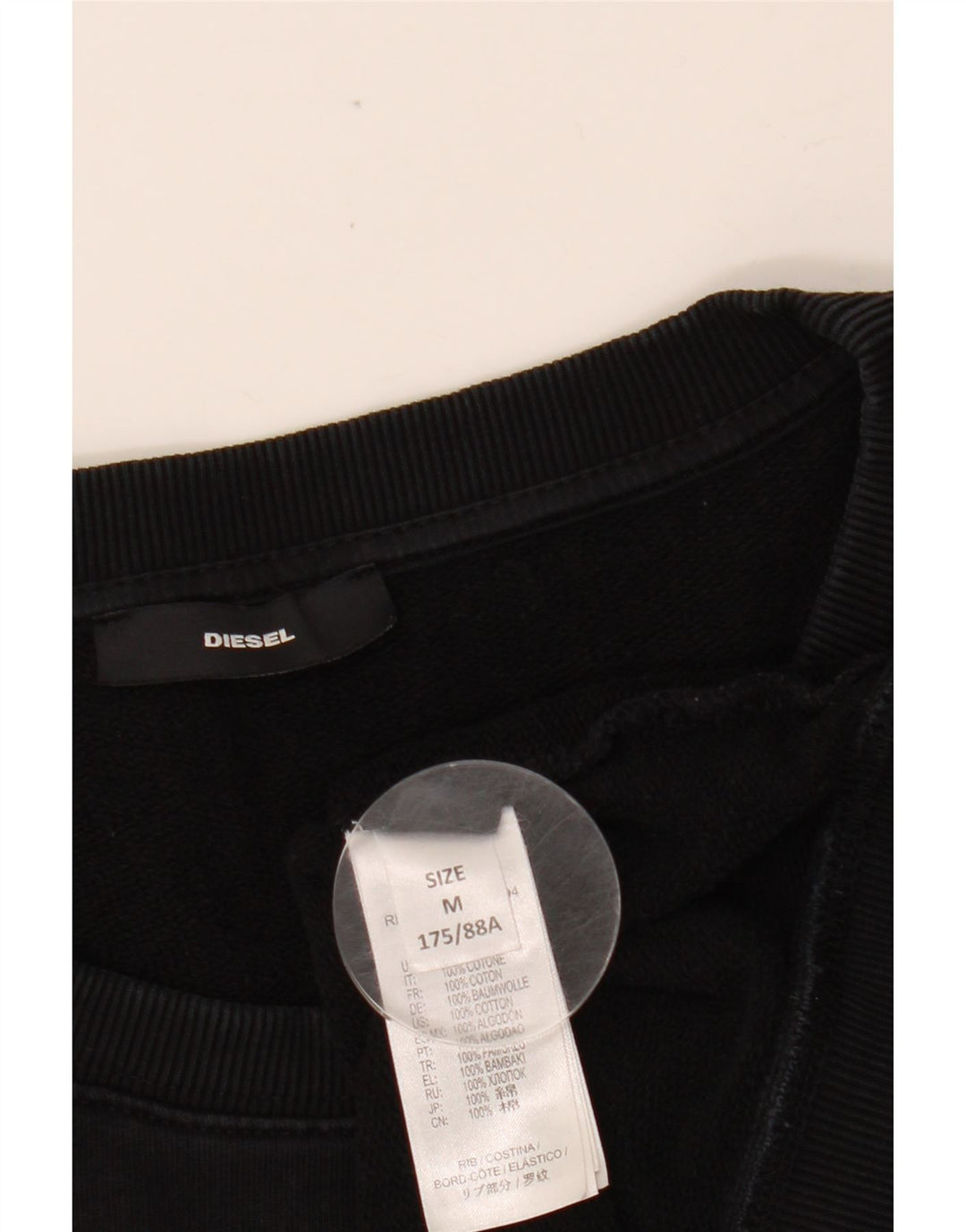 DIESEL moletom feminino gráfico jumper UK 14 médio algodão preto