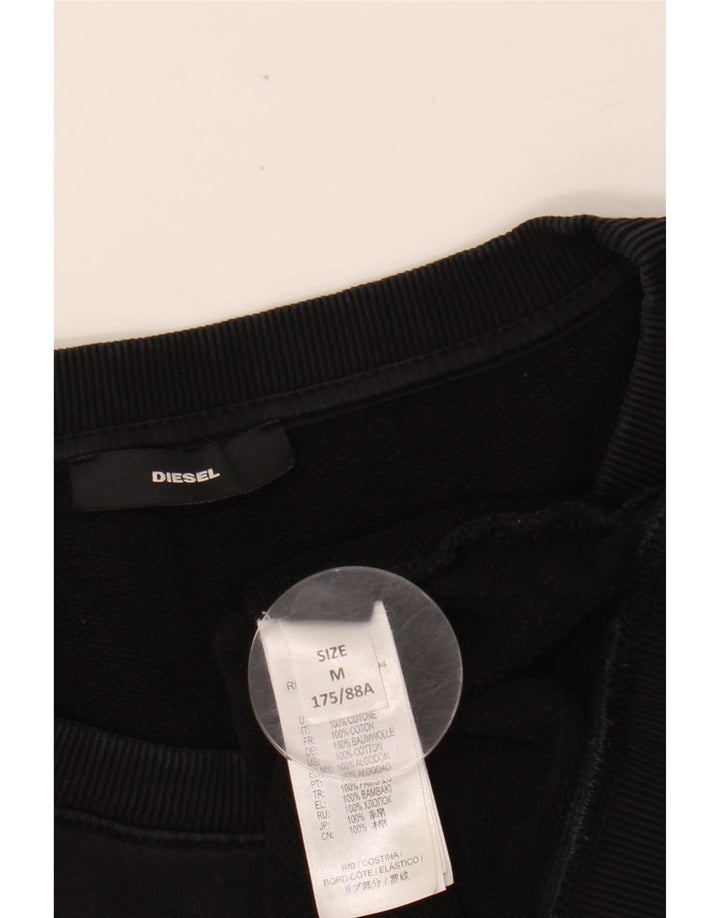 DIESEL moletom feminino gráfico jumper UK 14 médio algodão preto