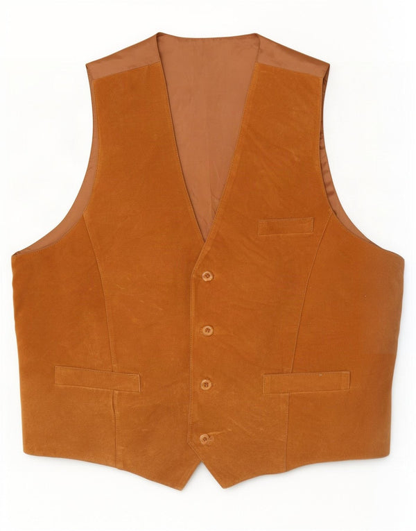 Colete de camurça slim masculino vintage Reino Unido 48 4XL couro bege