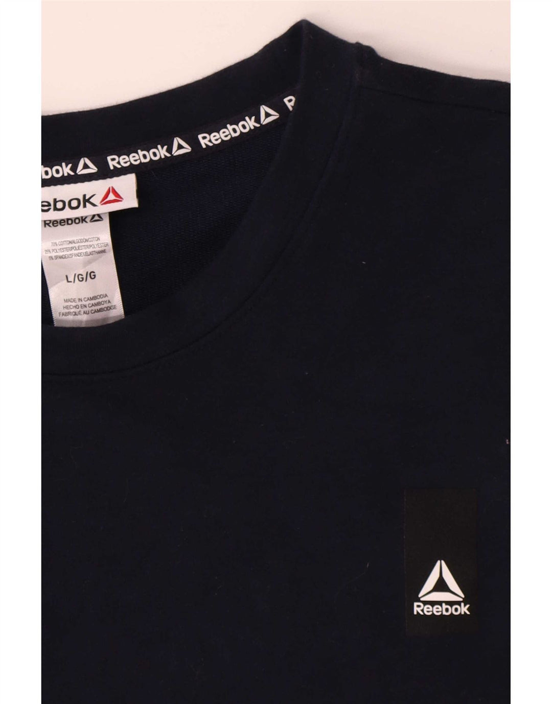Reebok moletom masculino jumper grande algodão azul marinho