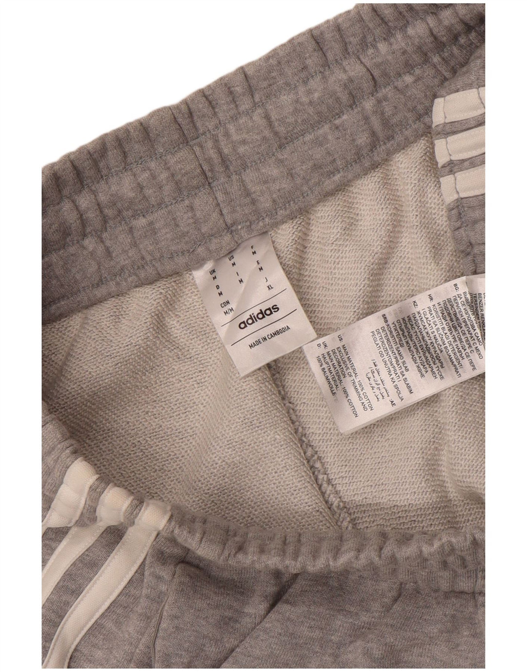 Shorts esportivos femininos Adidas UK 14 algodão cinza médio