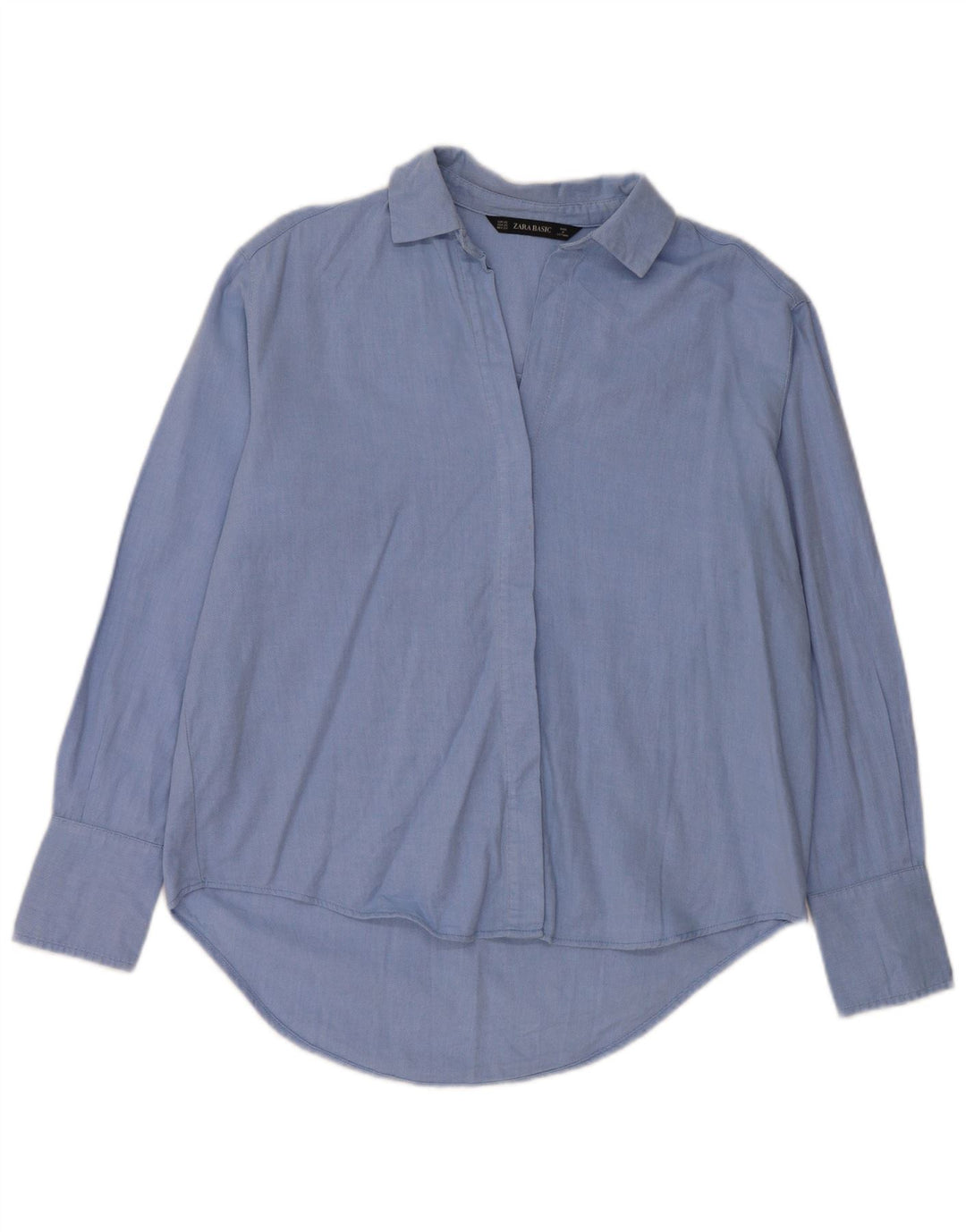 Camisa oversized feminina Zara UK 6 XS algodão azul