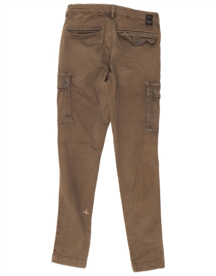 Calça cargo slim masculina Replay W29 L29 algodão cáqui