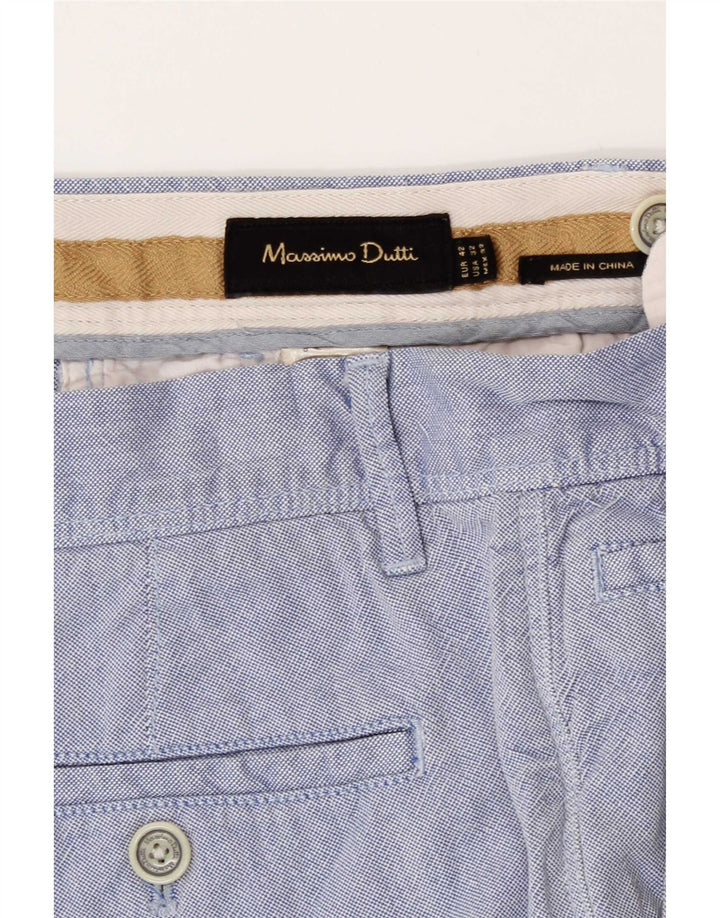 Massimo Dutti Mens Chino Shorts EU 42 Grande W32 Azul Algodão
