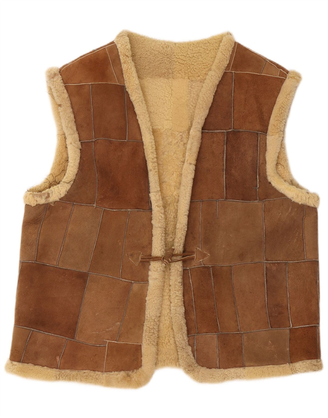 Colete masculino vintage Shearling UK 42 XL marrom