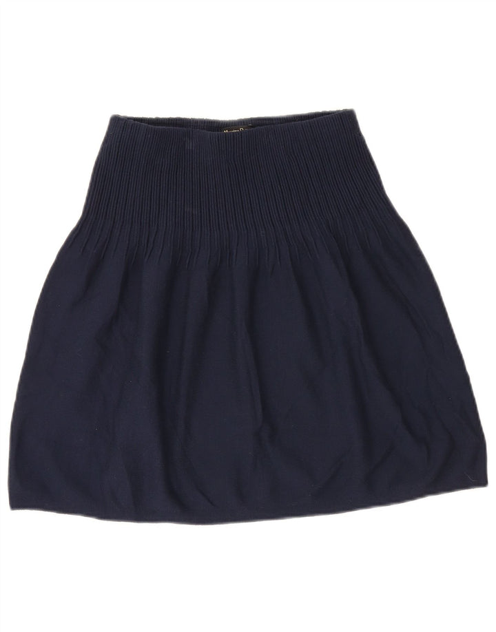 Saia feminina de malha A-Line Massimo Dutti pequena W26 azul marinho viscose