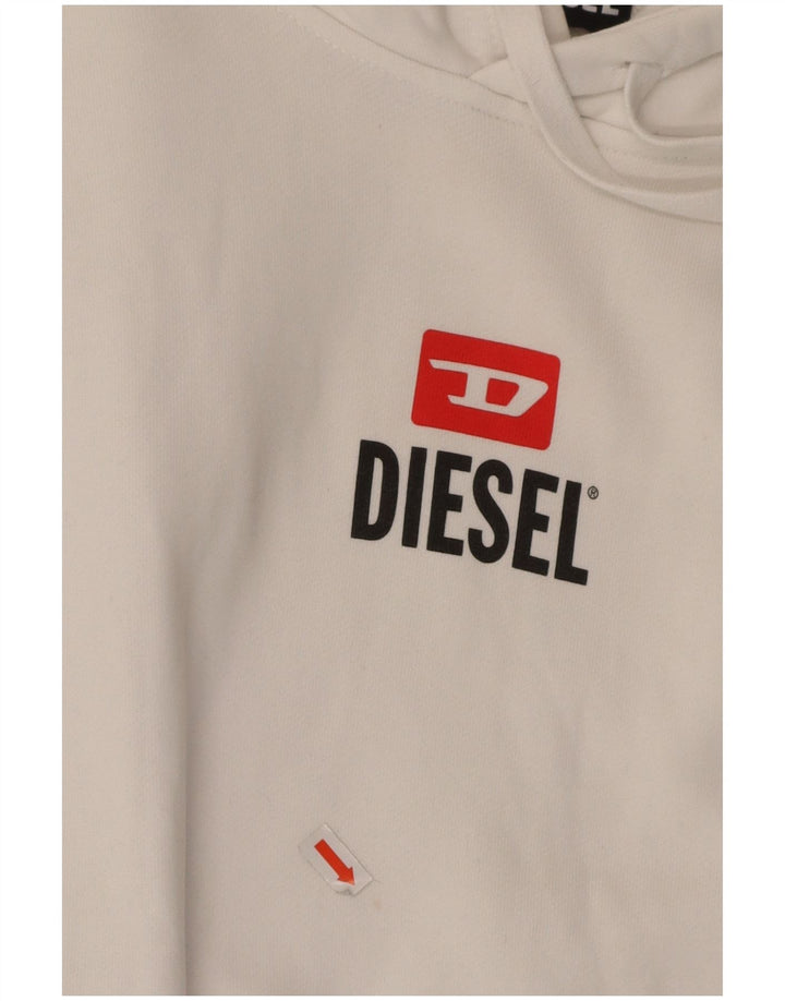 DIESEL Mens Graphic Hoodie Jumper XL Algodão Branco