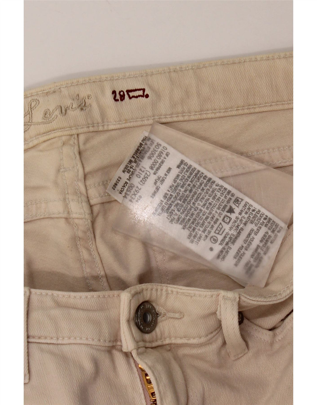 Jeans skinny masculino Levi's W29 L34 algodão bege